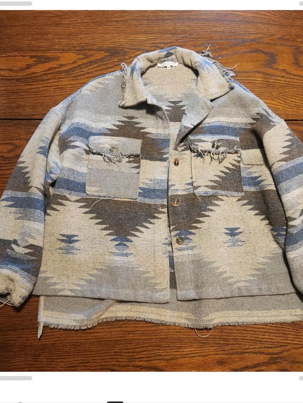 Aztec-Inspired Gray & Blue Shacket